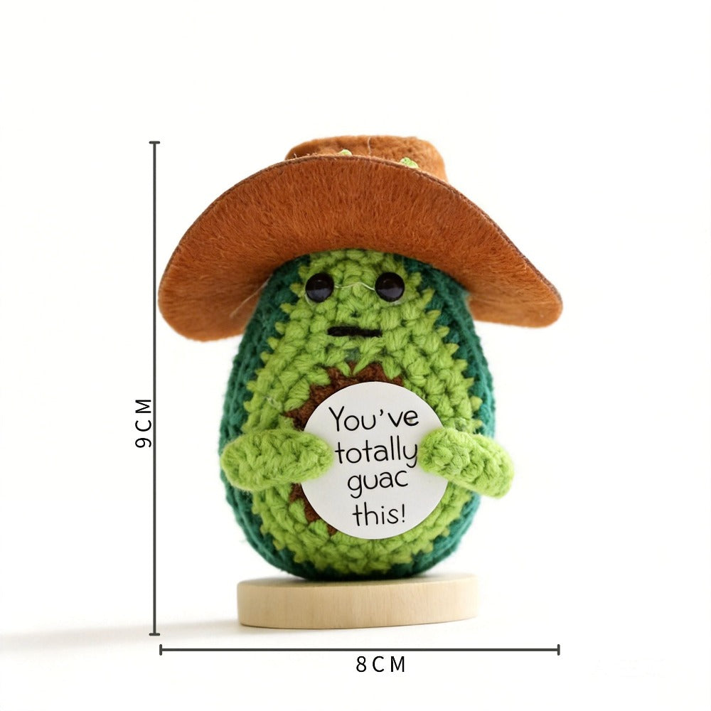 🥑 Handmade Crochet Cowboy Avocado Motivational Desk Buddy