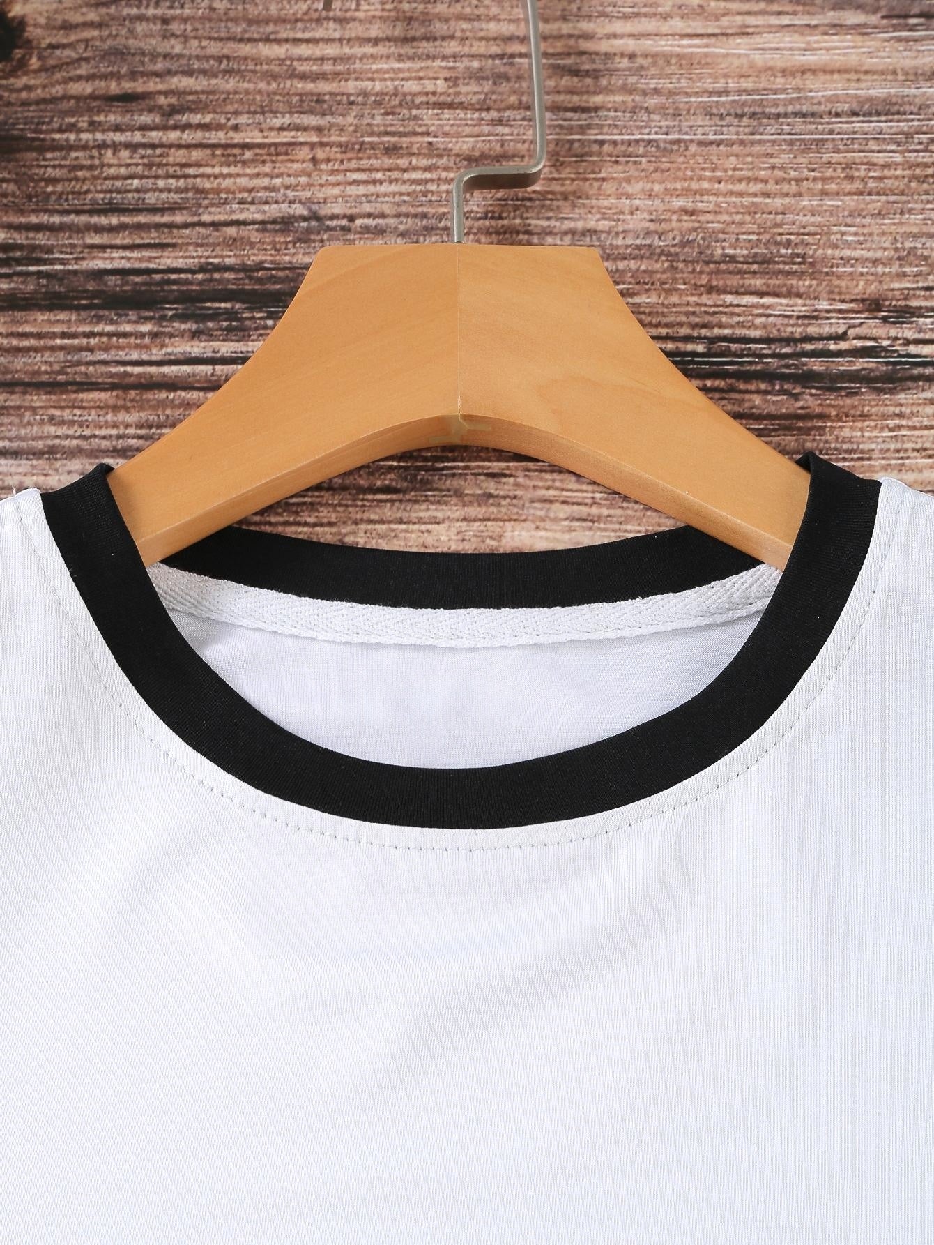 Women's Casual Contrast Color Trim Round Neck T-Shirt, Summer