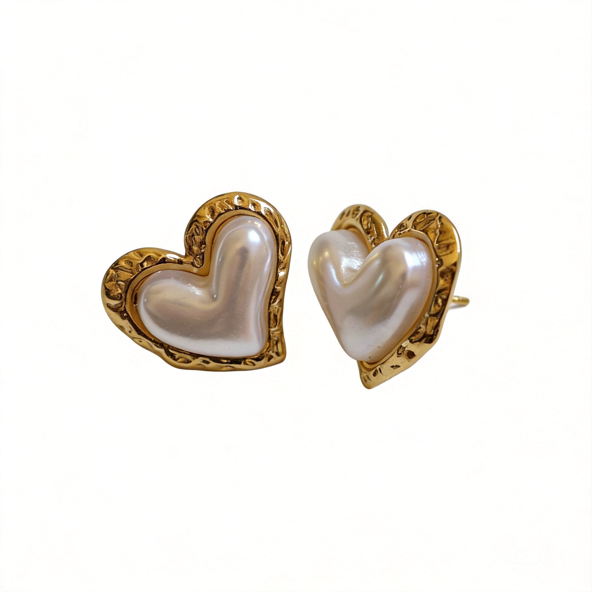 Pearl Heart Stud Earrings - image 1