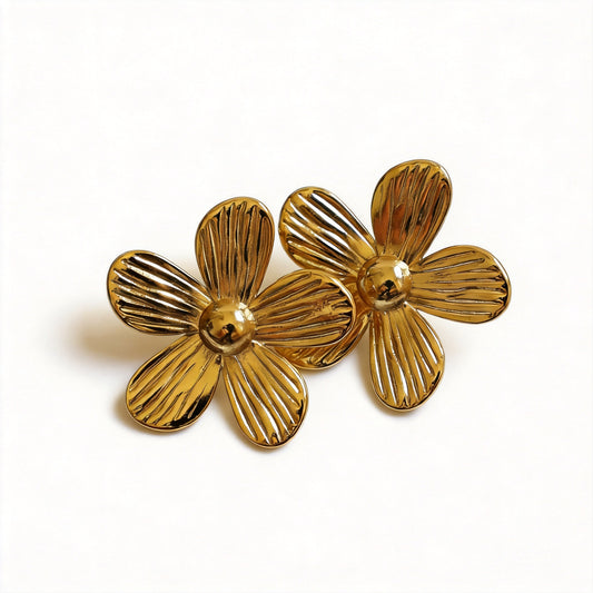 Five Petal Metal Flower Earrings - image 1