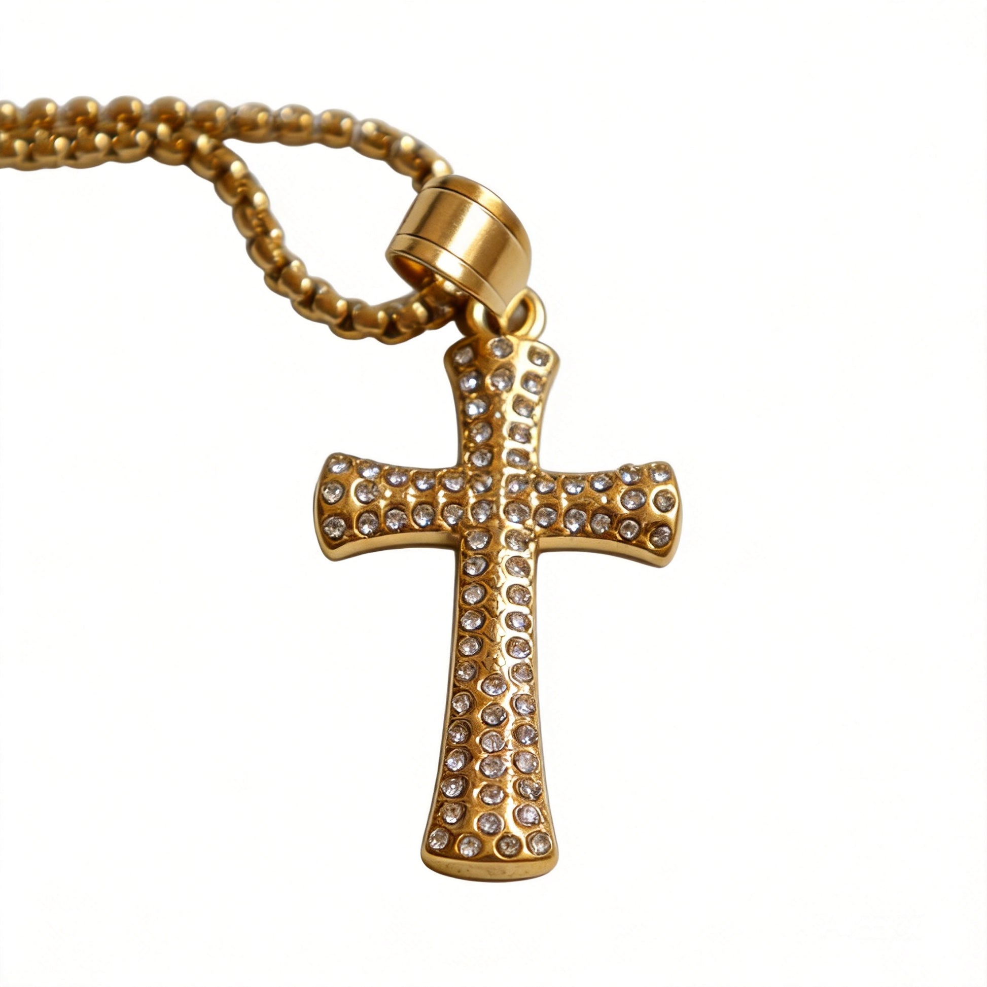 Rhinestone Cross Pendant Necklace - image 1