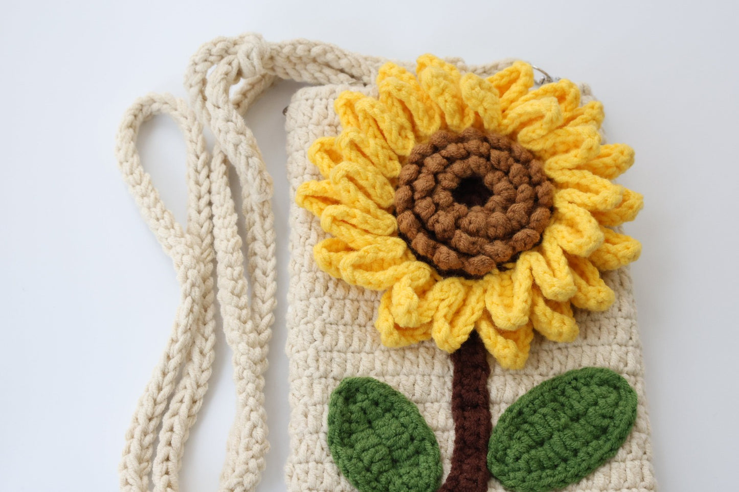🌻 Handmade Crochet Sunflower Crossbody Phone Bag