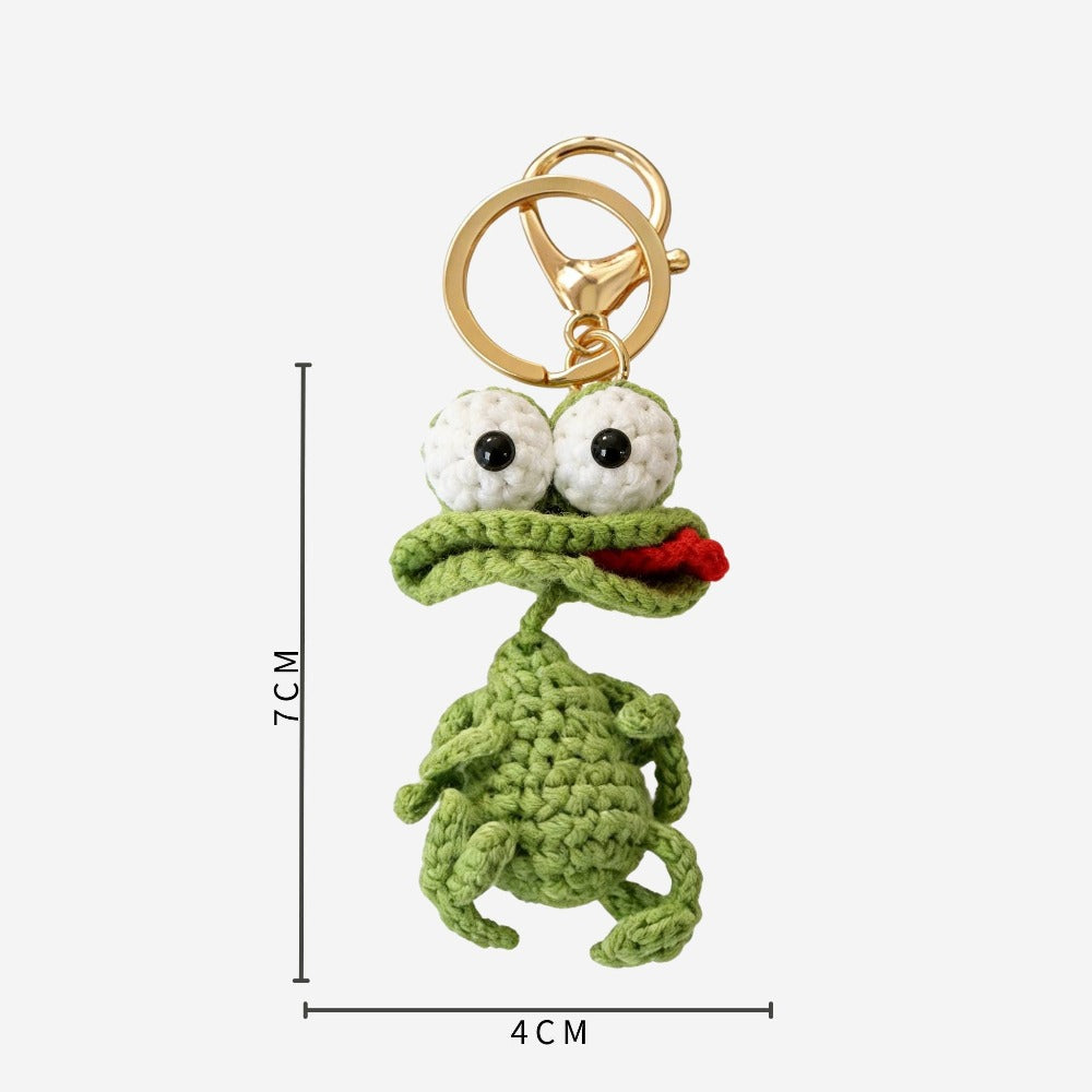🦆 Handmade Crochet Green Ugly Duckling Keychain