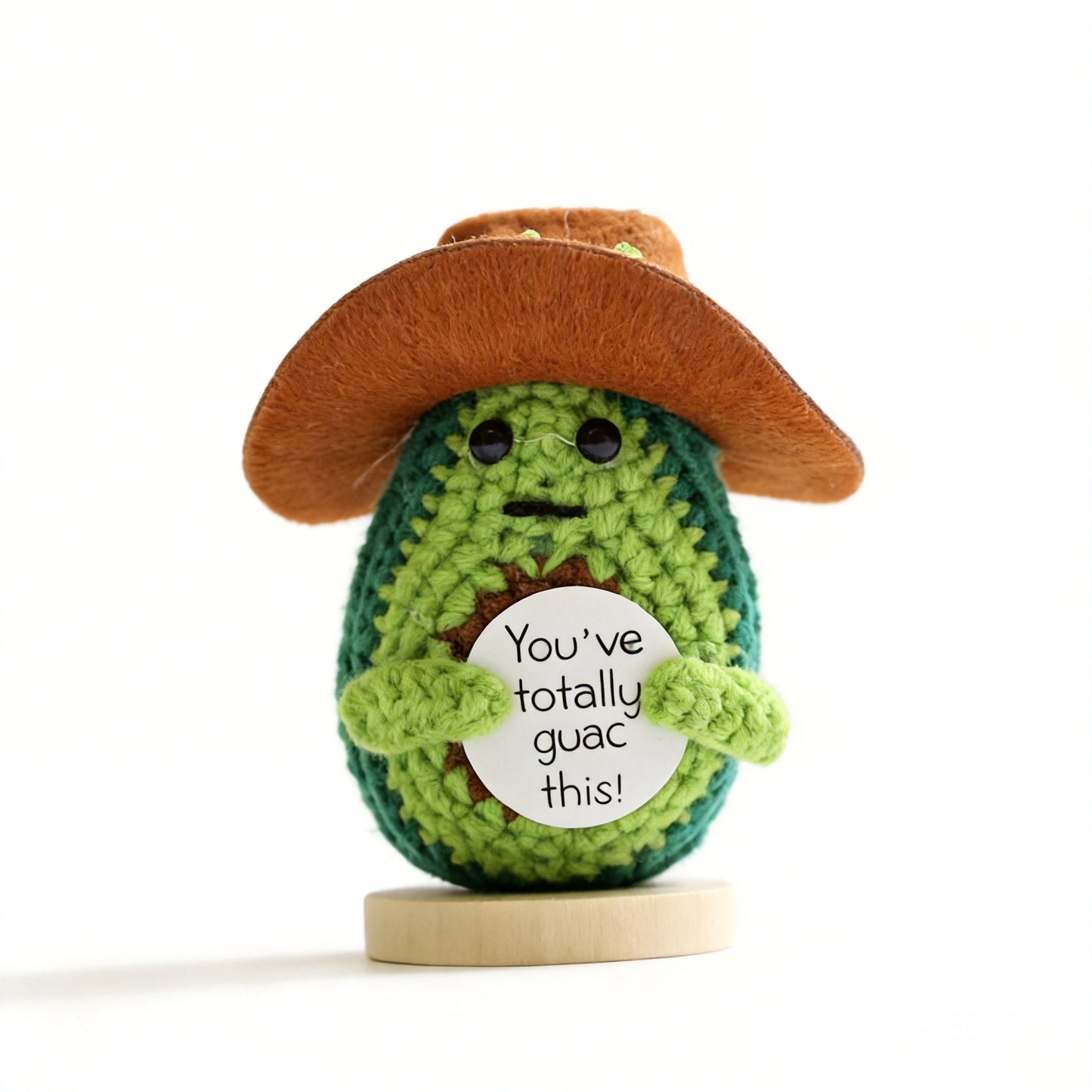 🥑 Handmade Crochet Cowboy Avocado Motivational Desk Buddy