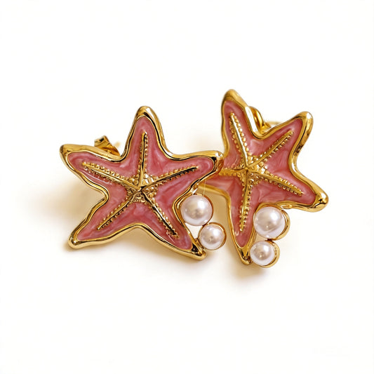 Starfish Stud Earrings - Pink