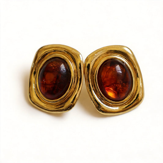 Oval Pearl Stud Earrings - image 1