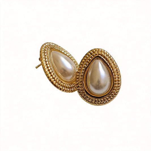 Pearl Teardrop Stud Earrings - image 1