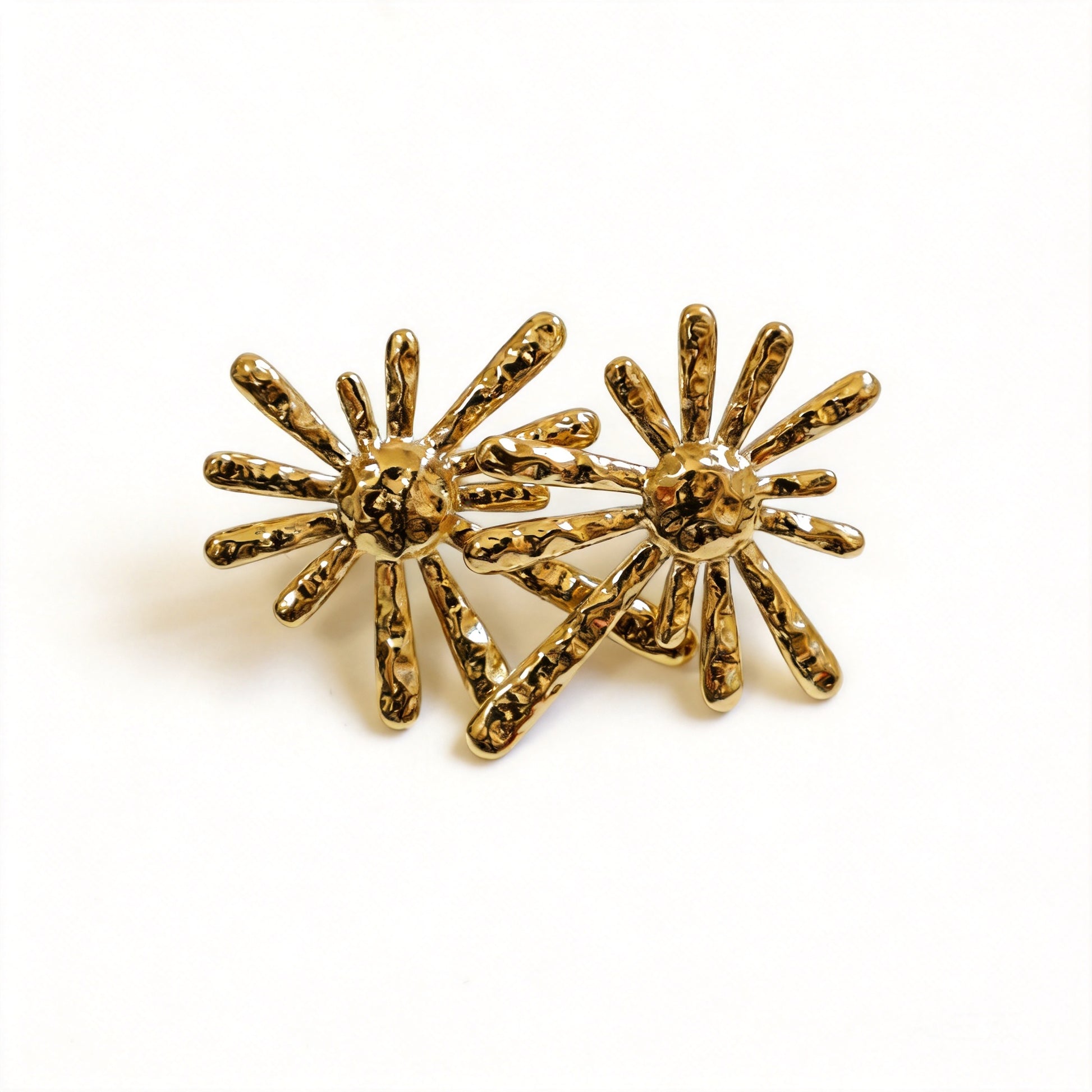 Gold Sunburst Pearl Earrings - image 1
