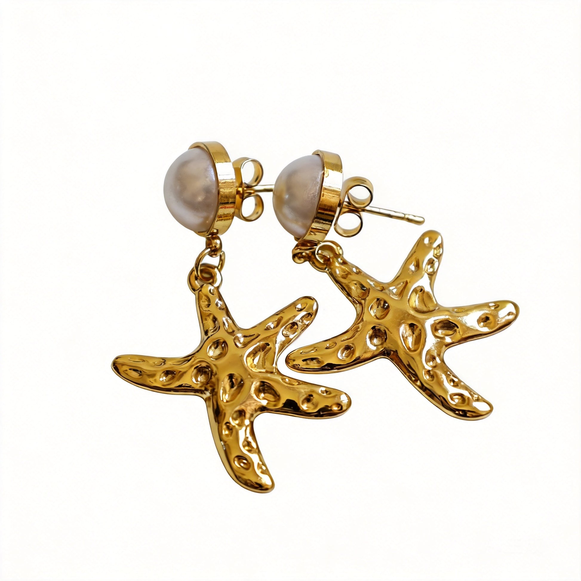 Pearl Starfish Earrings - image 1