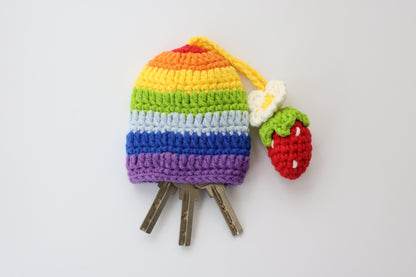 Crochet Rainbow Hat Key Cover - image 2
