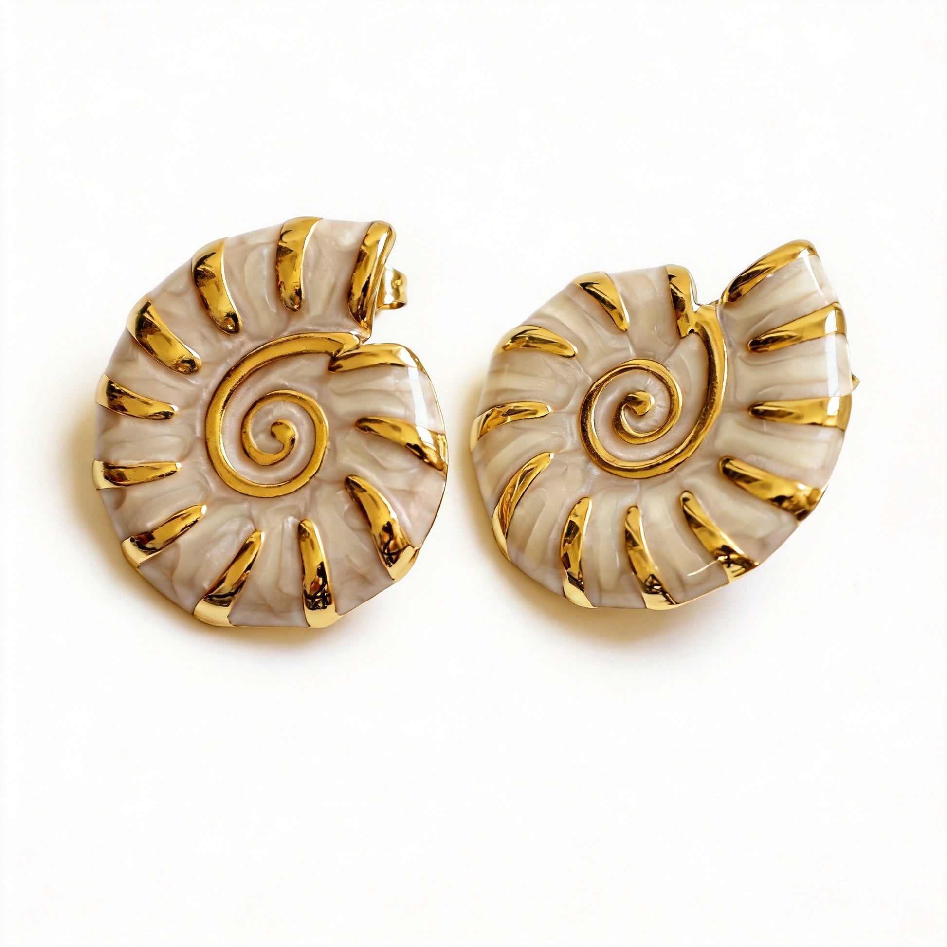 Conch Shell Stud Earrings - image 2
