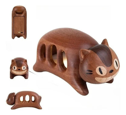 Wooden Mushroom House Led Night Light - Desktop Nursery Gift Cat Bus Night Light, Lithium Battery, Stepless Dimming
