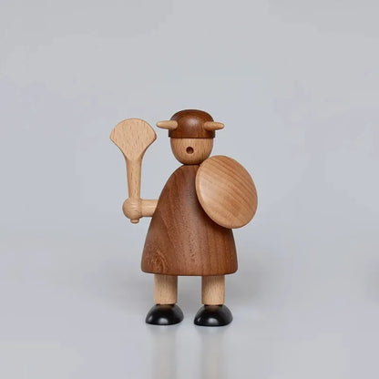 Nordic Wooden Woodpecker Desk Ornament - Creative Office Gif Viking B-12cm High-teak