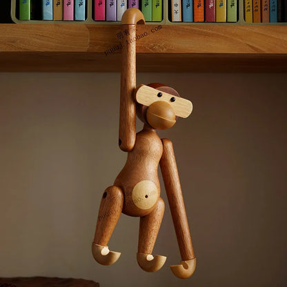 Nordic Wooden Woodpecker Desk Ornament - Creative Office Gif 20cm Ebony Monkey