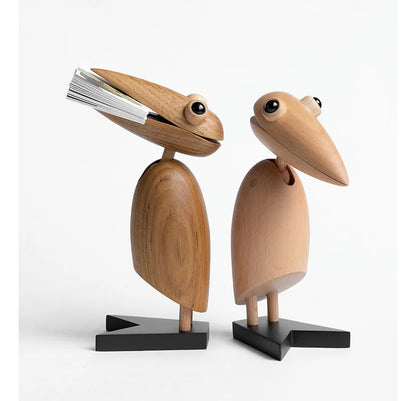 Nordic Wooden Woodpecker Desk Ornament - Creative Office Gif Walnut Mouse