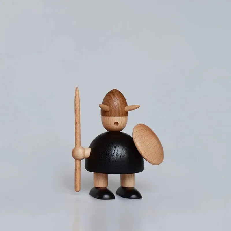 Nordic Wooden Woodpecker Desk Ornament - Creative Office Gif Viking C-10cm High-teak