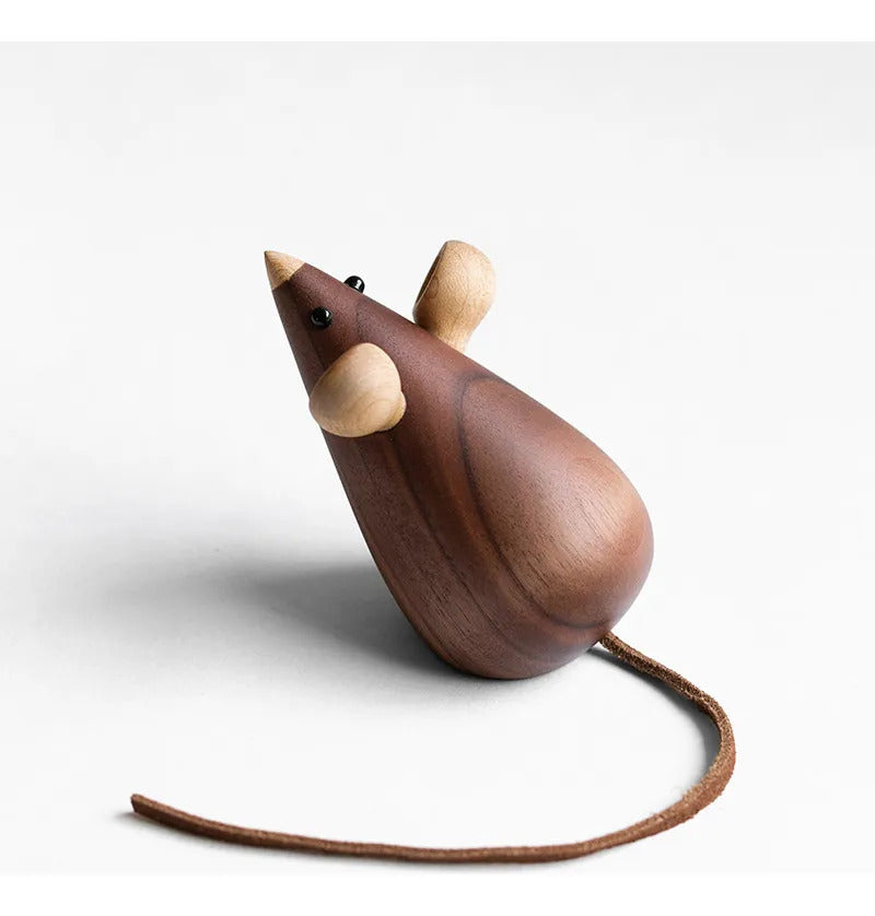 Nordic Wooden Woodpecker Desk Ornament - Creative Office Gif Walnut Mouse