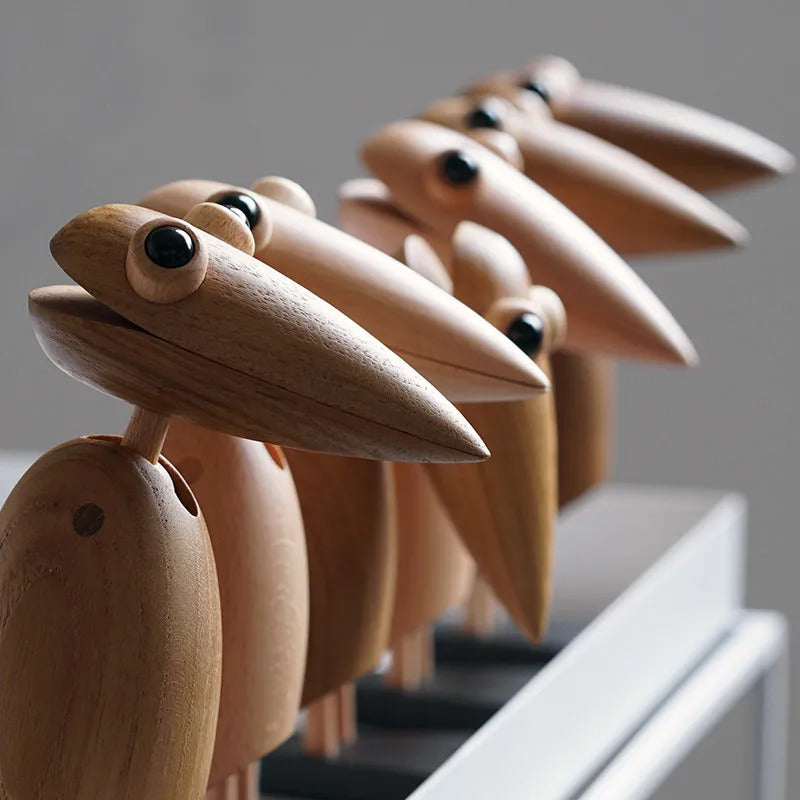 Nordic Wooden Woodpecker Desk Ornament - Creative Office Gif 20cm Ebony Monkey