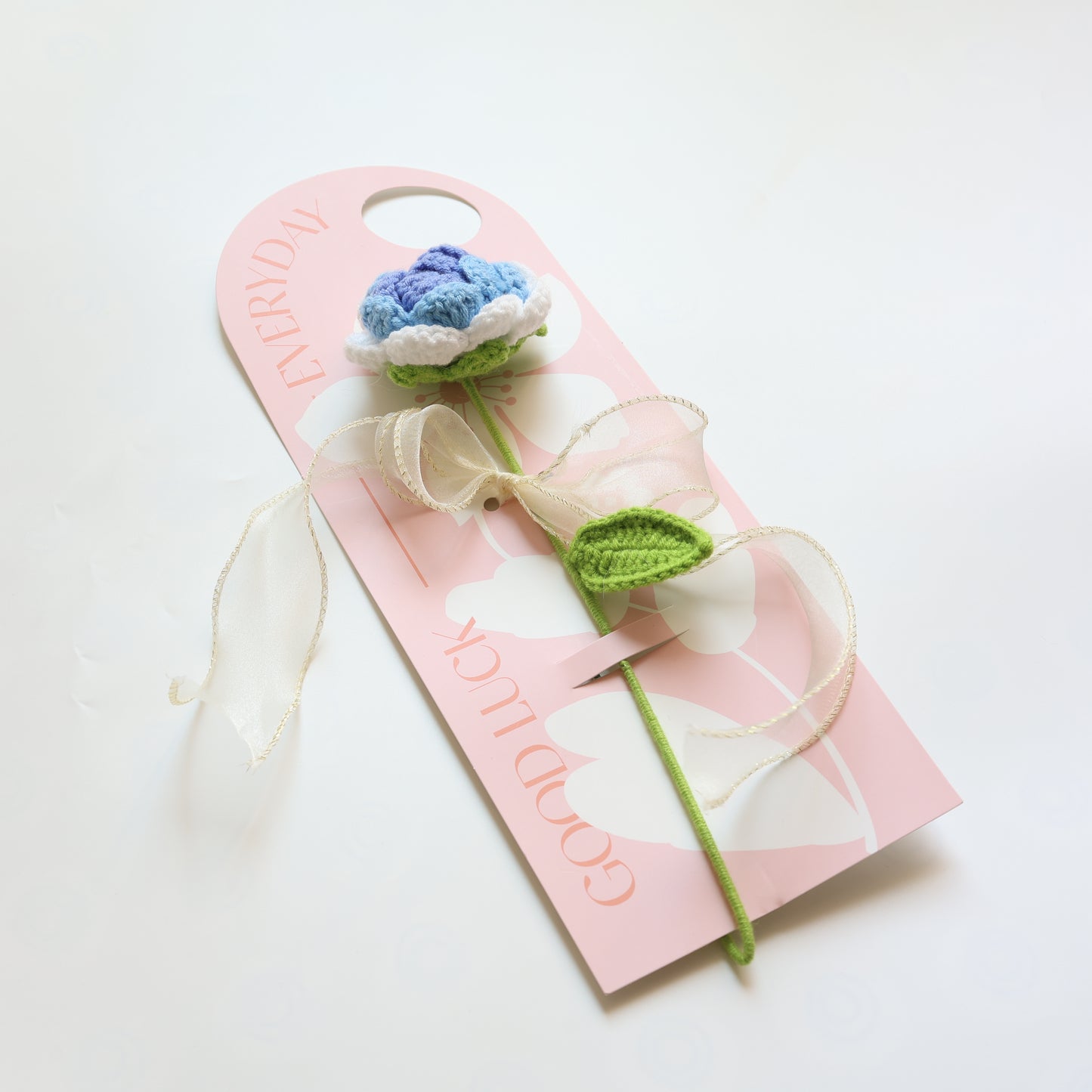 Crochet Single Flower Bouquet Charm - Blue
