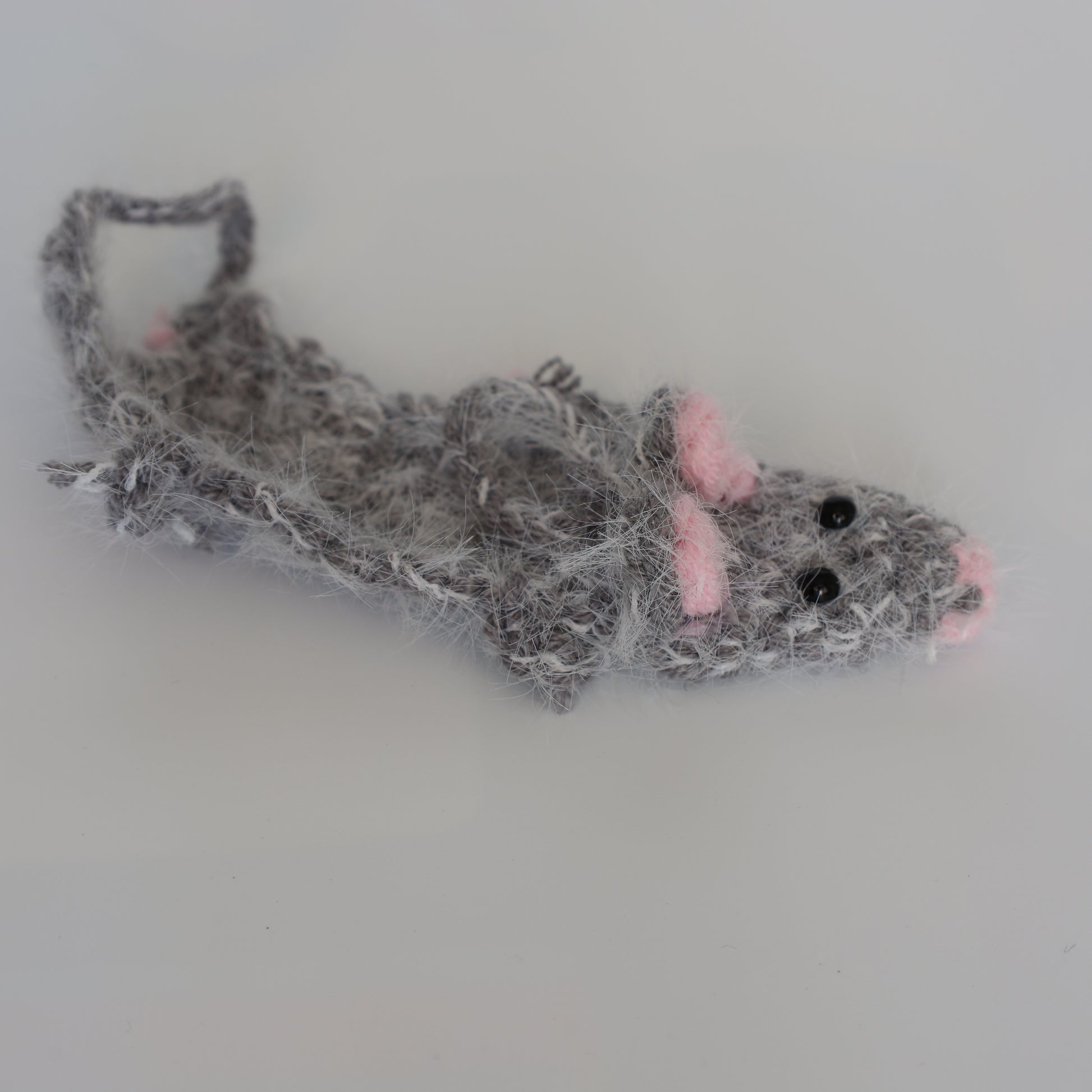 Crochet Mouse Bag Charm - Dark Gray