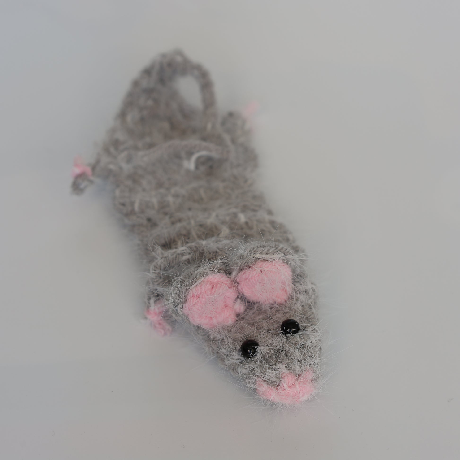 Crochet Mouse Bag Charm - Light Gray