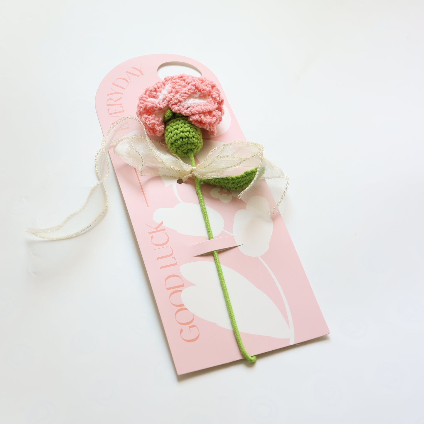 Crochet Single Flower Bouquet Charm - Red White