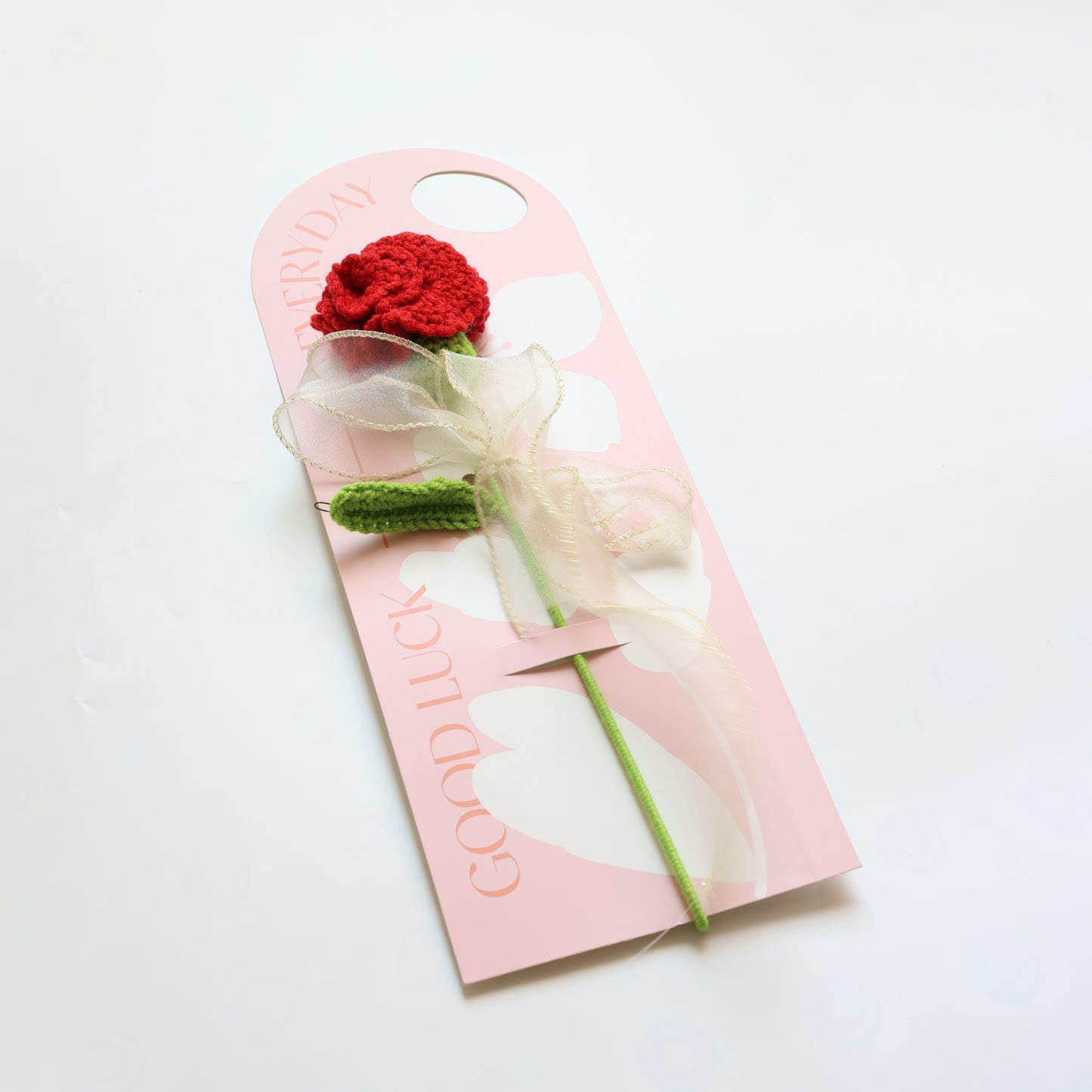 Crochet Single Flower Bouquet Charm - Red
