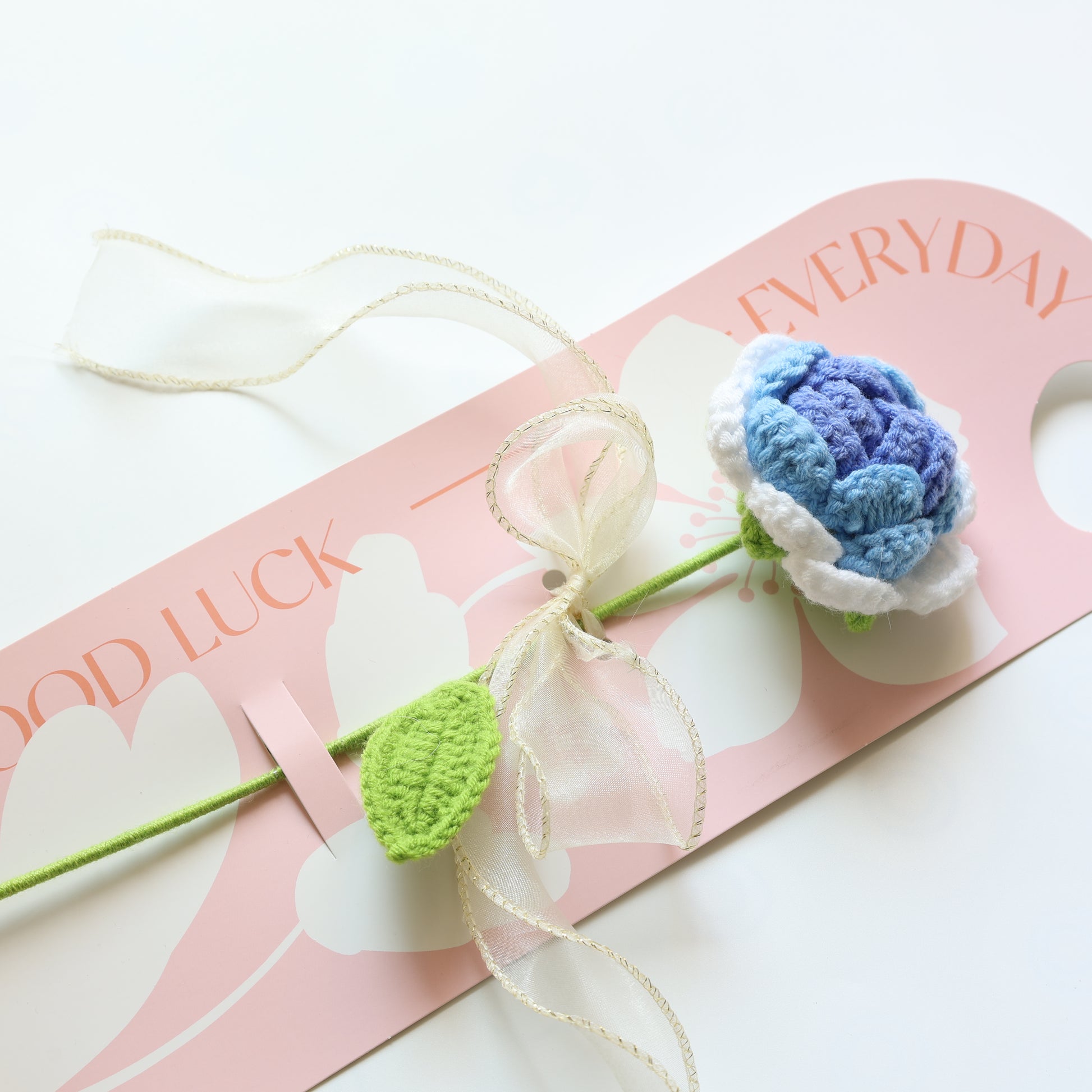 Crochet Single Flower Bouquet Charm - Blue