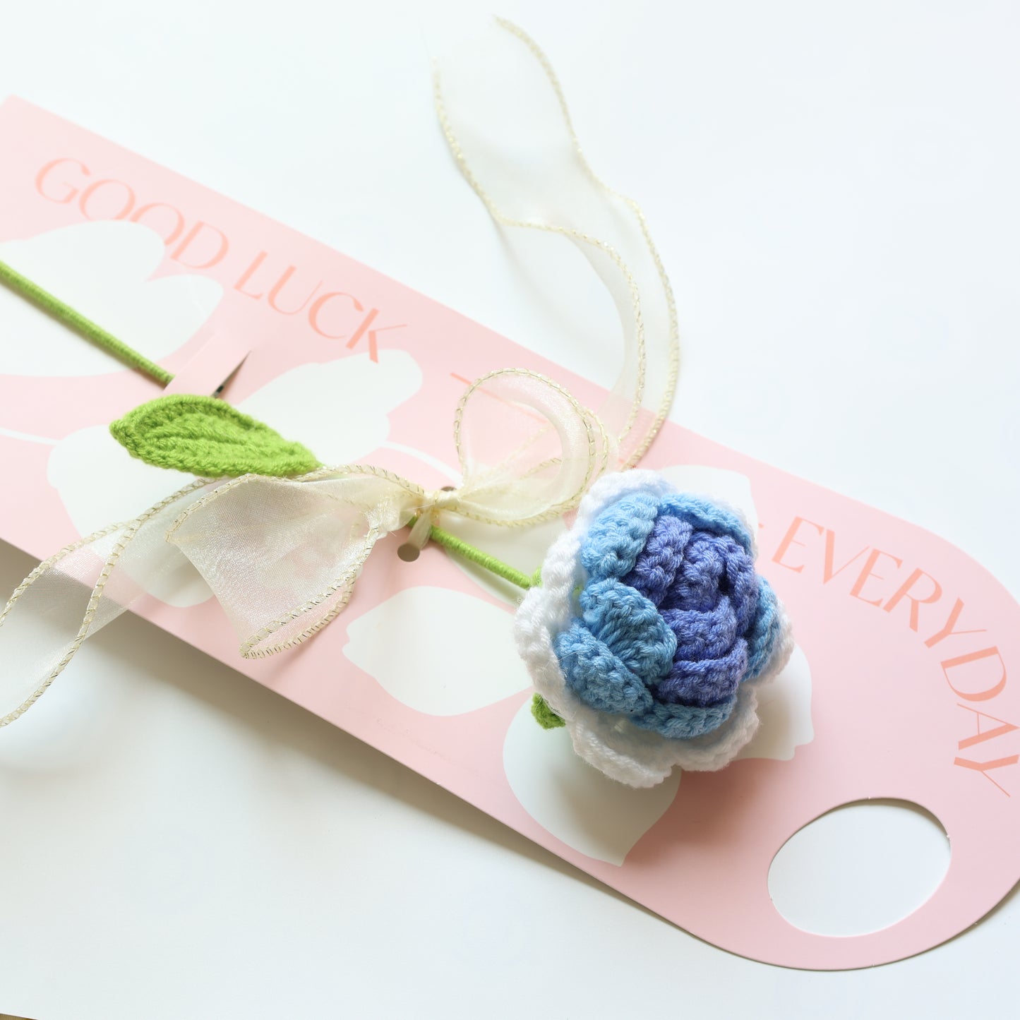 Crochet Single Flower Bouquet Charm - Blue