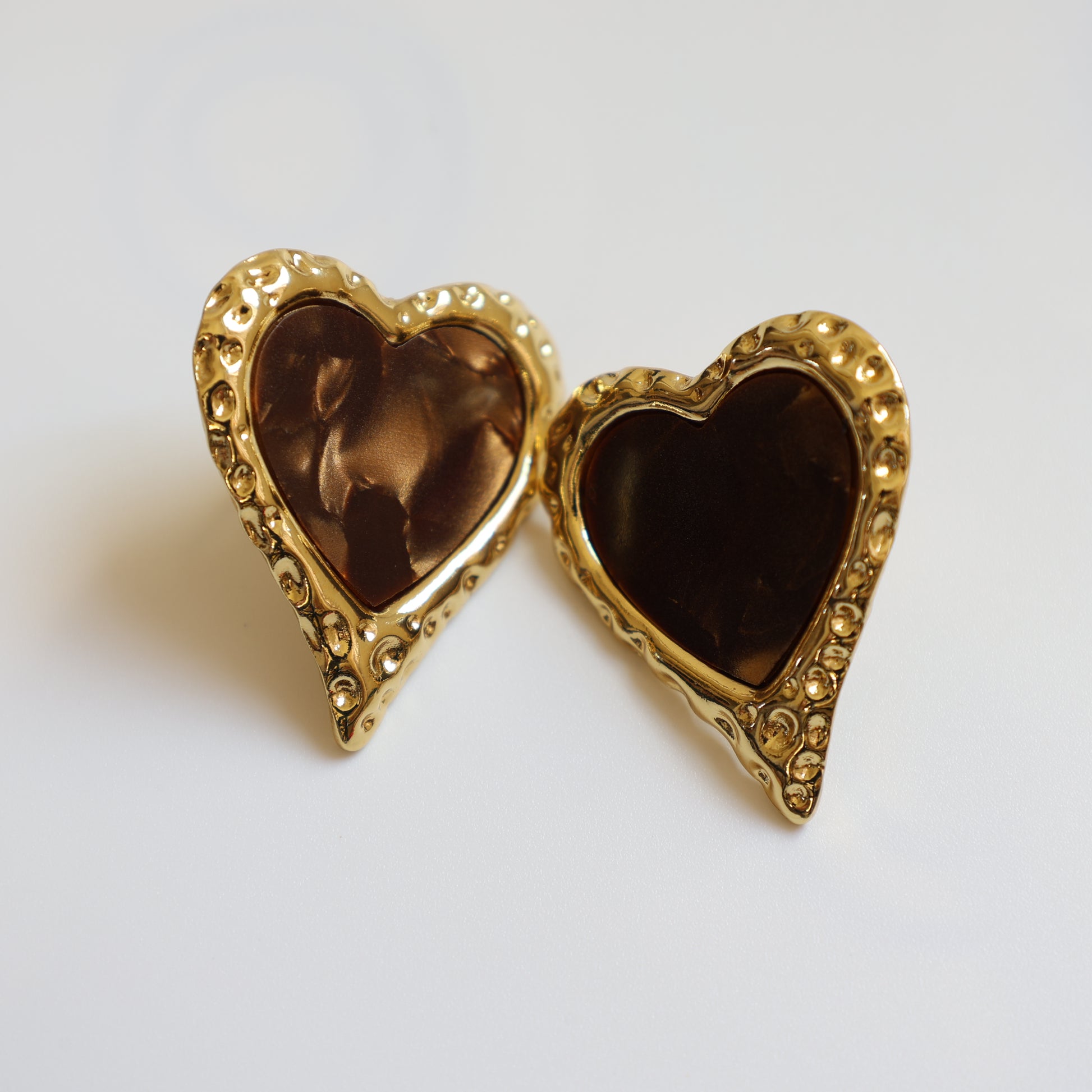Gold Heart Stud Earrings - image 2
