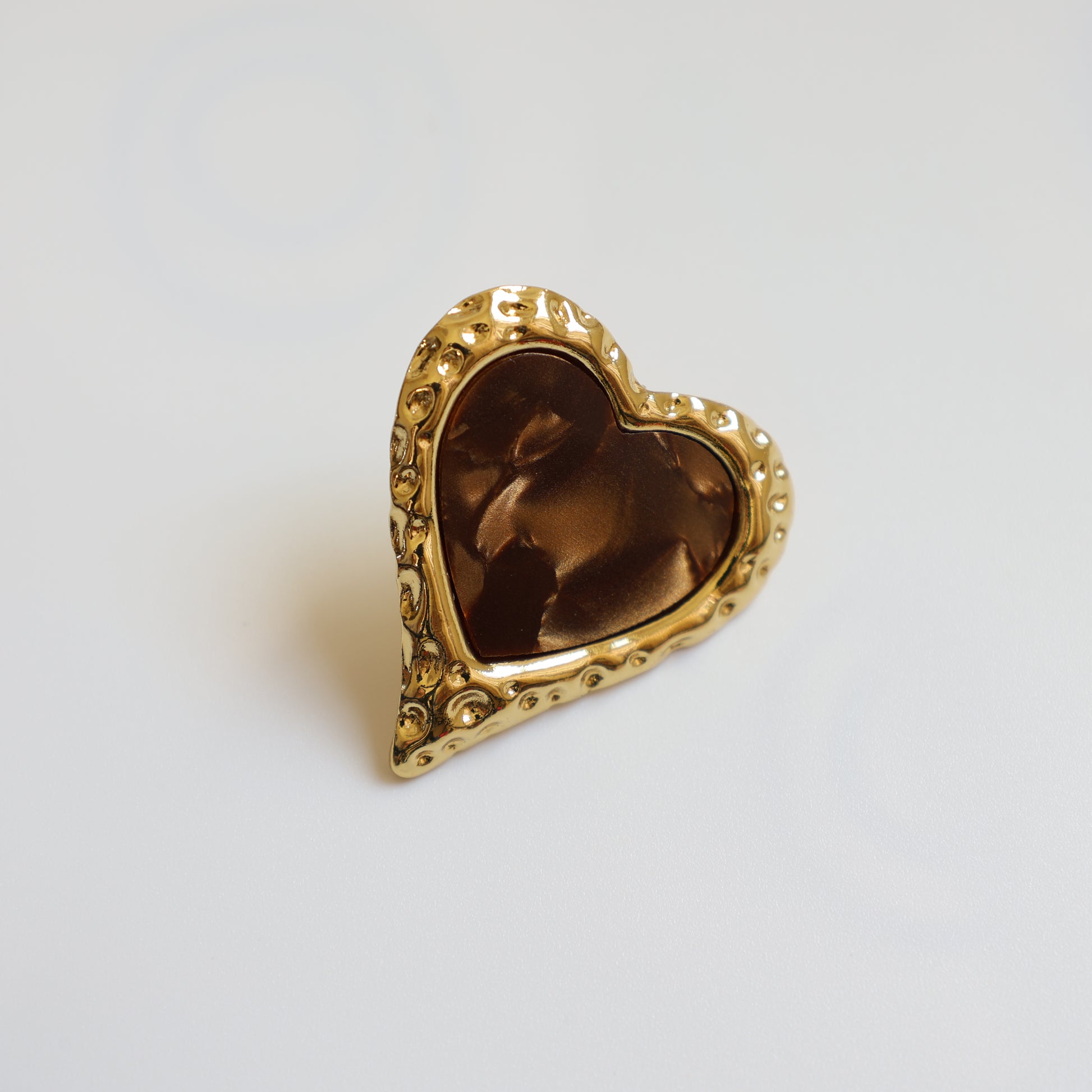 Gold Heart Stud Earrings - image 3