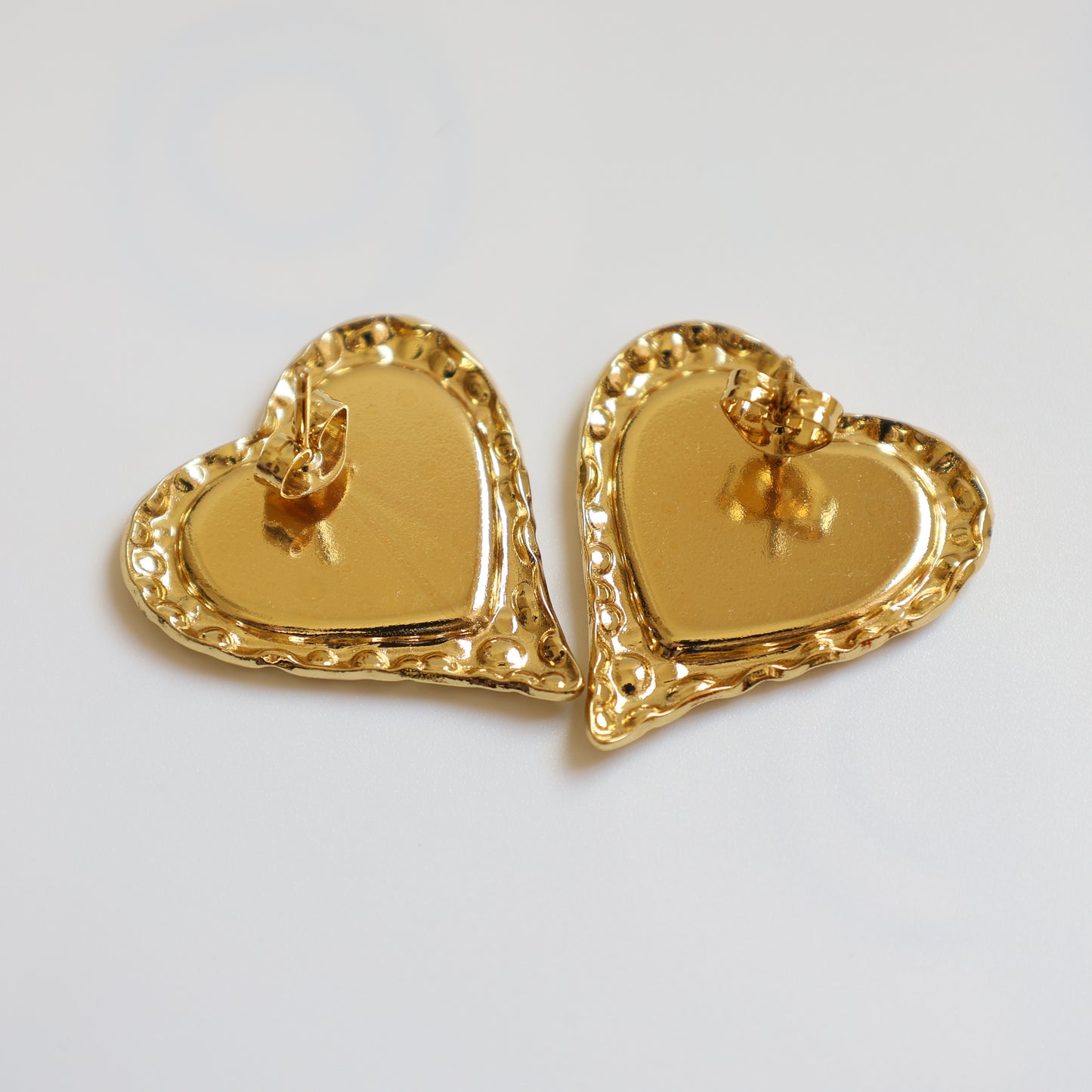 Gold Heart Stud Earrings - image 5