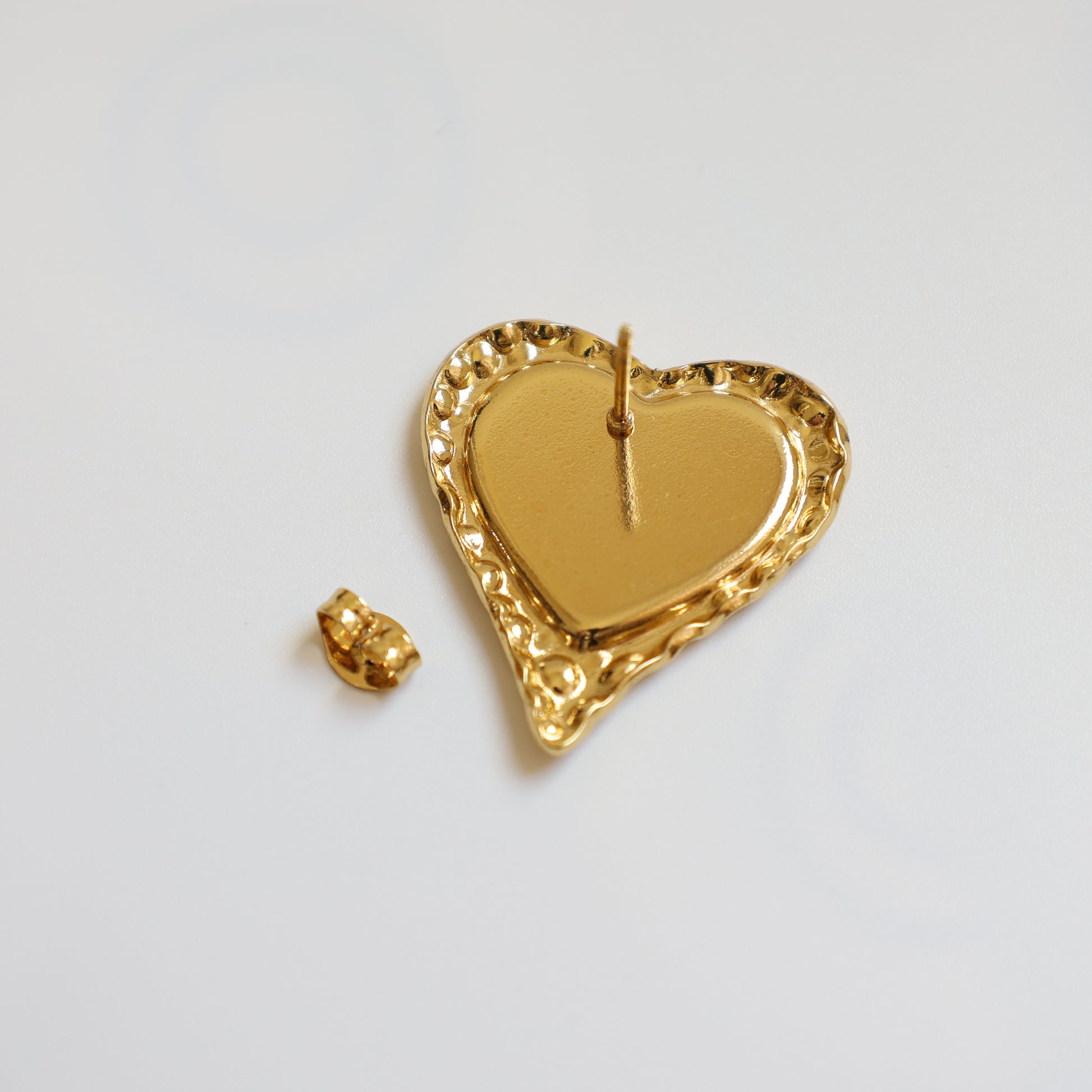 Gold Heart Stud Earrings - image 6