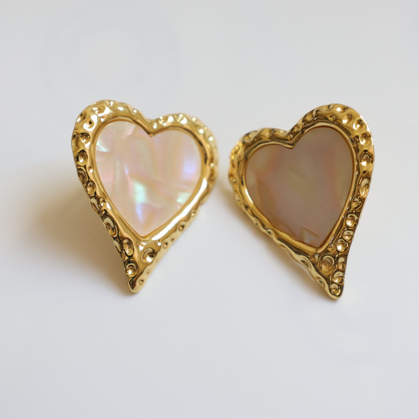 Gold Heart Stud Earrings - image 7