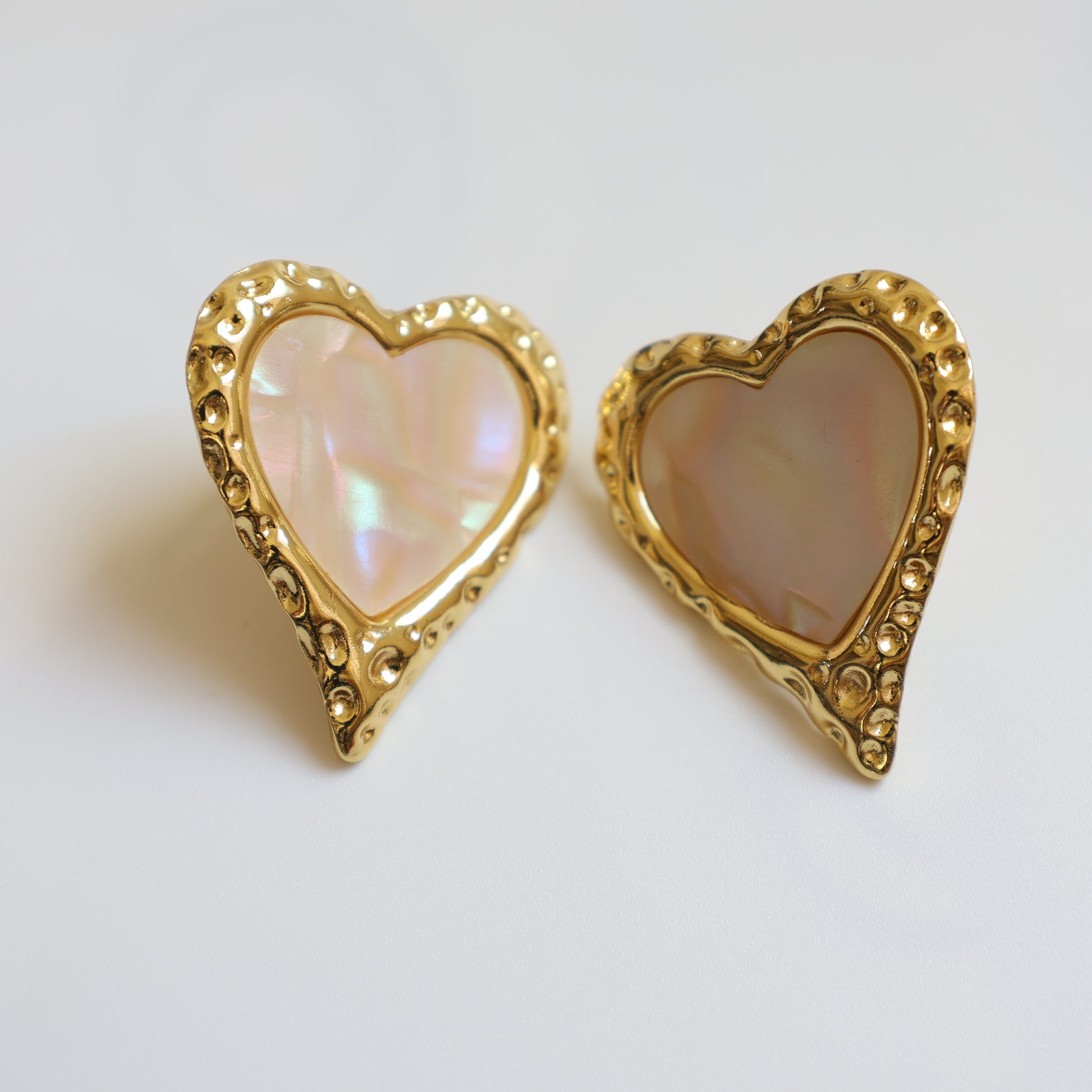 Gold Heart Stud Earrings - image 7
