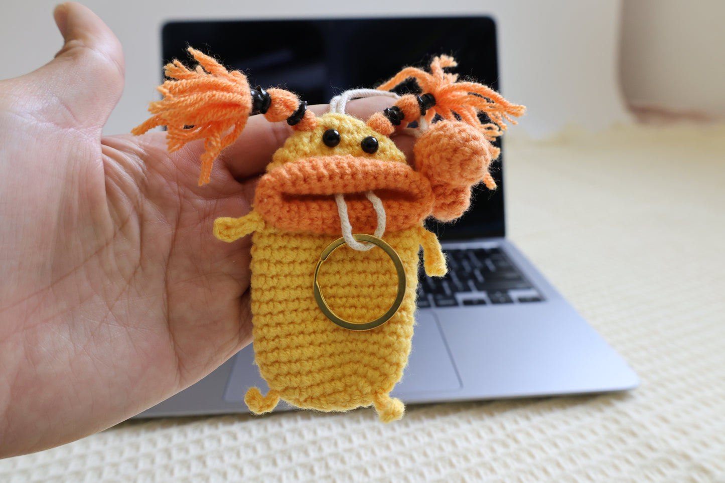 🧶 Handmade Crochet Sausage Monster Key Cover