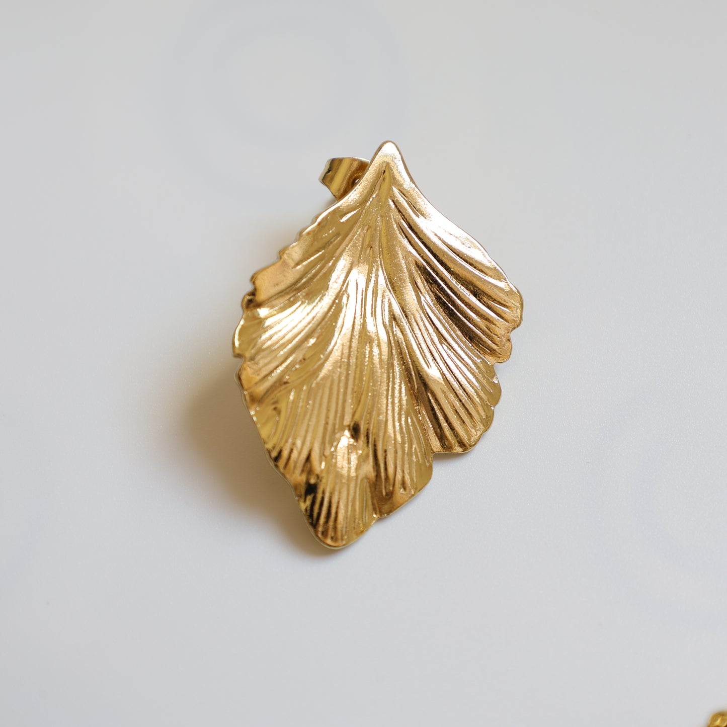 Gold Leaf Stud Earrings - image 3