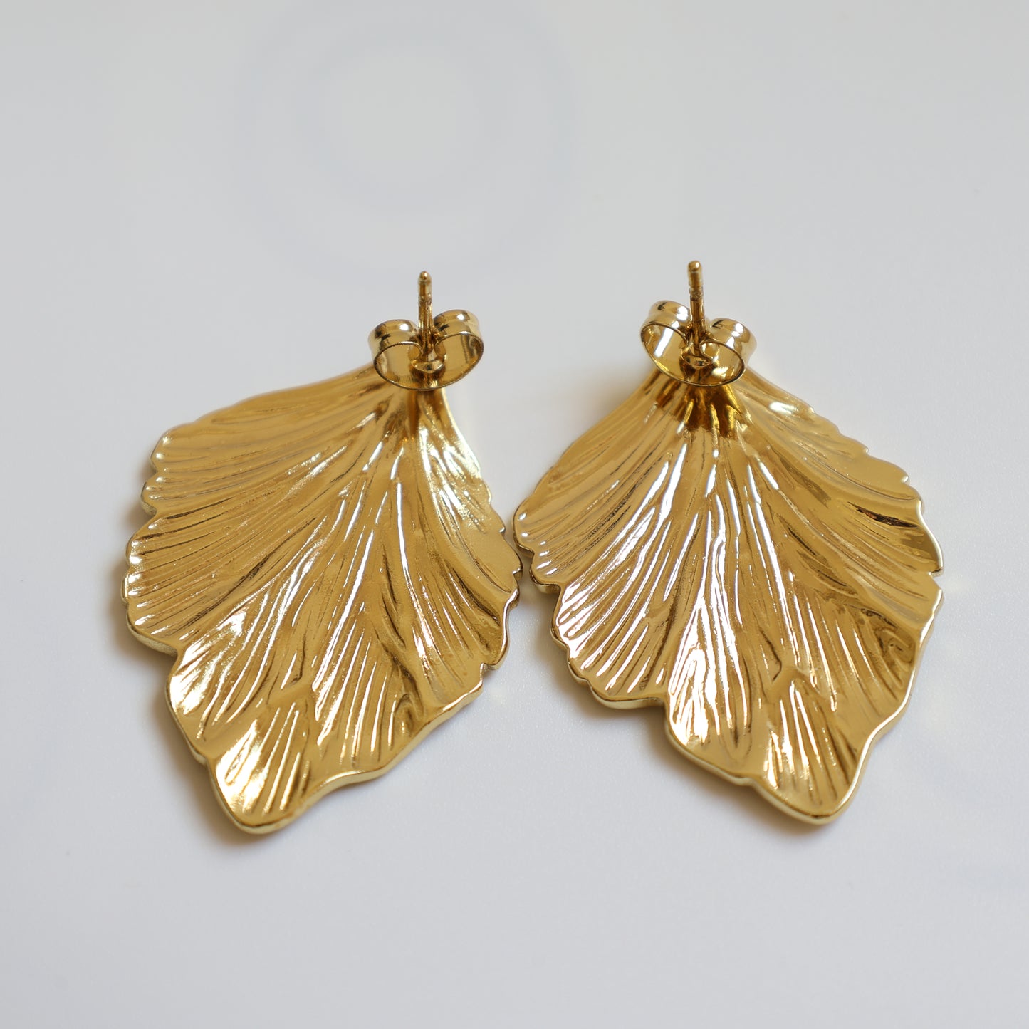 Gold Leaf Stud Earrings - image 5