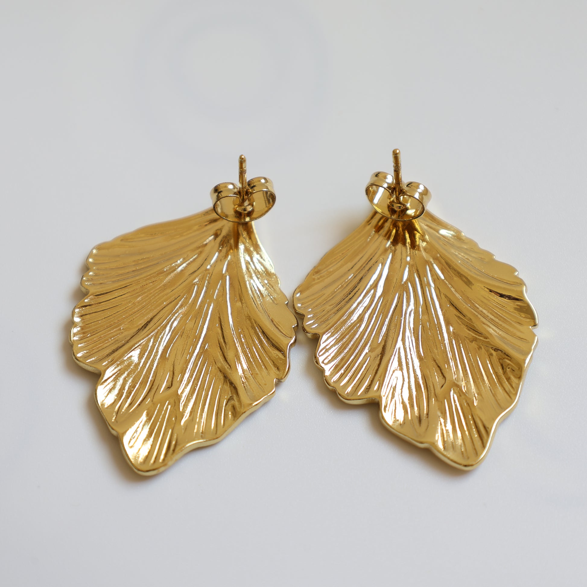 Gold Leaf Stud Earrings - image 5