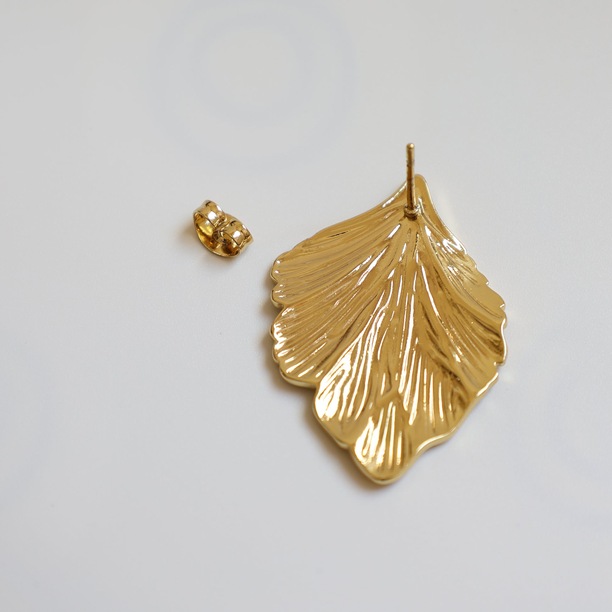Gold Leaf Stud Earrings - image 6
