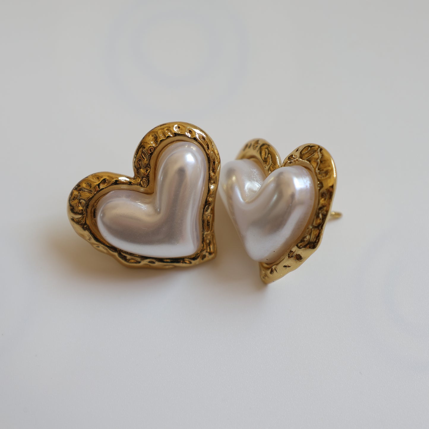 Pearl Heart Stud Earrings - image 2