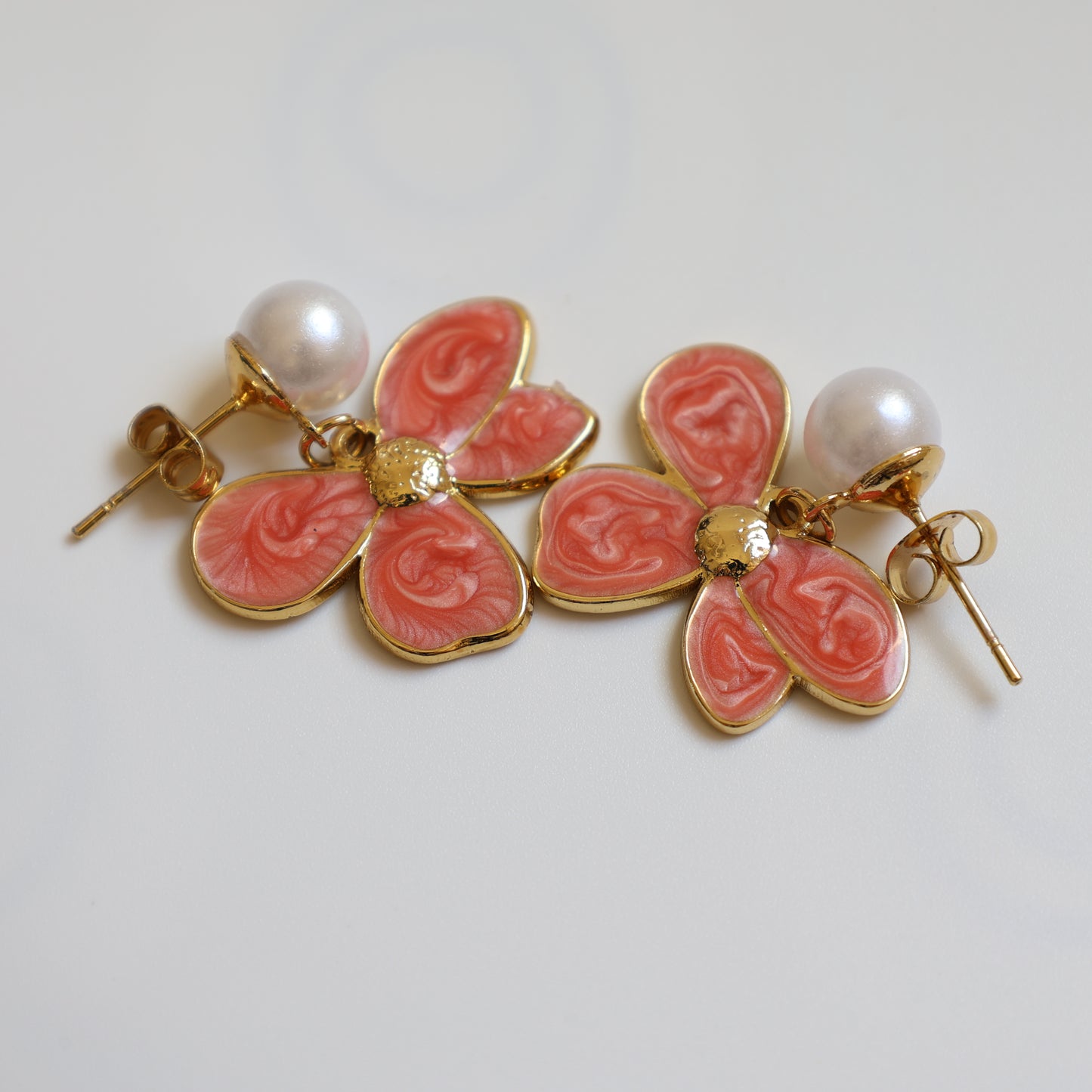Gold Flower Stud Earrings - image 2