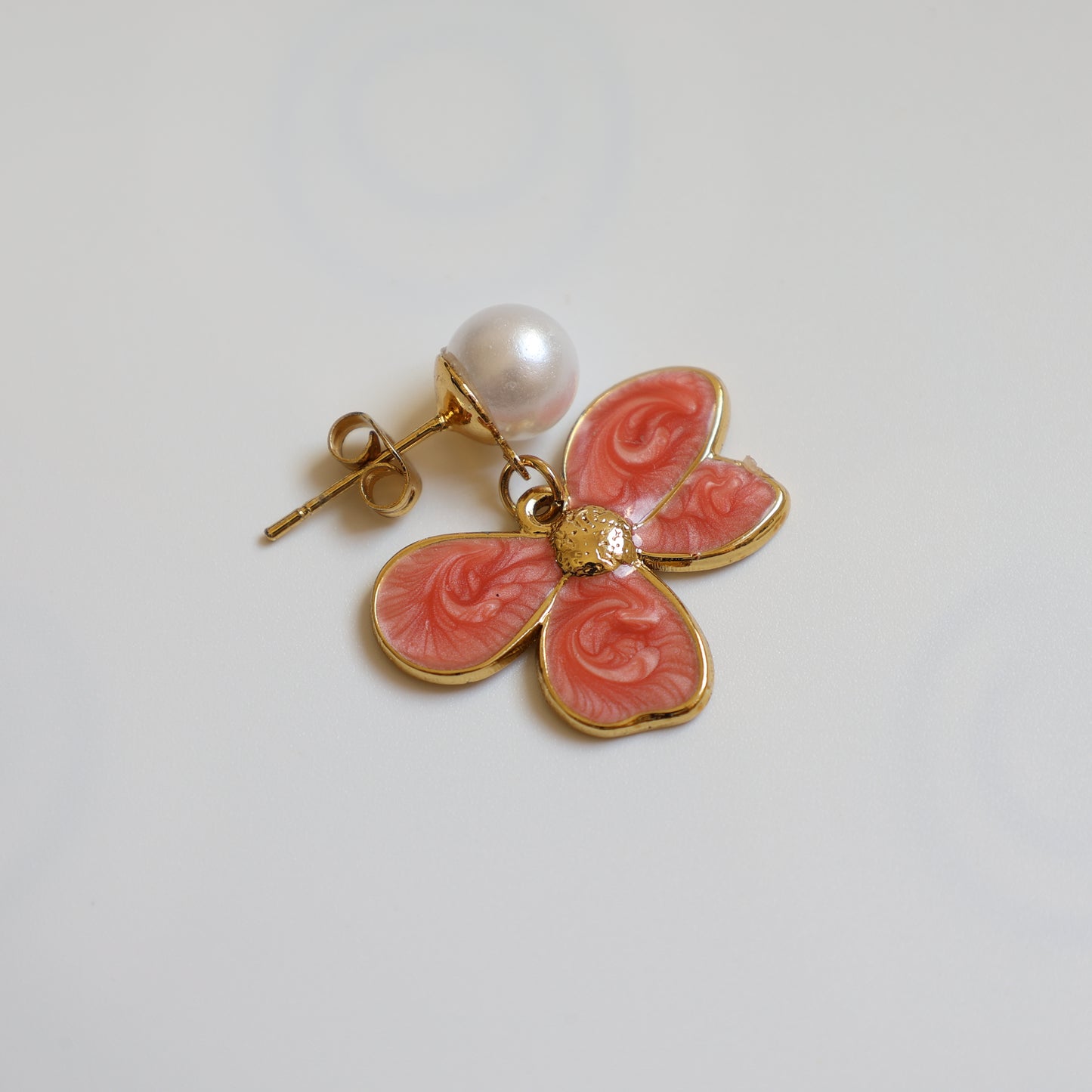 Gold Flower Stud Earrings - image 3