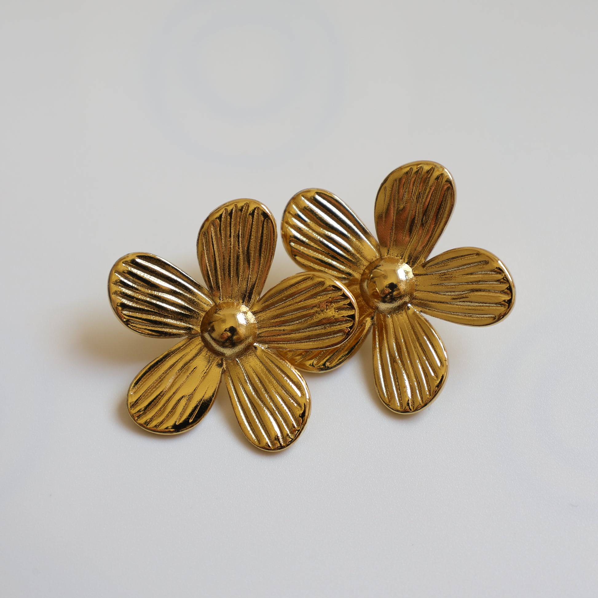 Five Petal Metal Flower Earrings - image 2