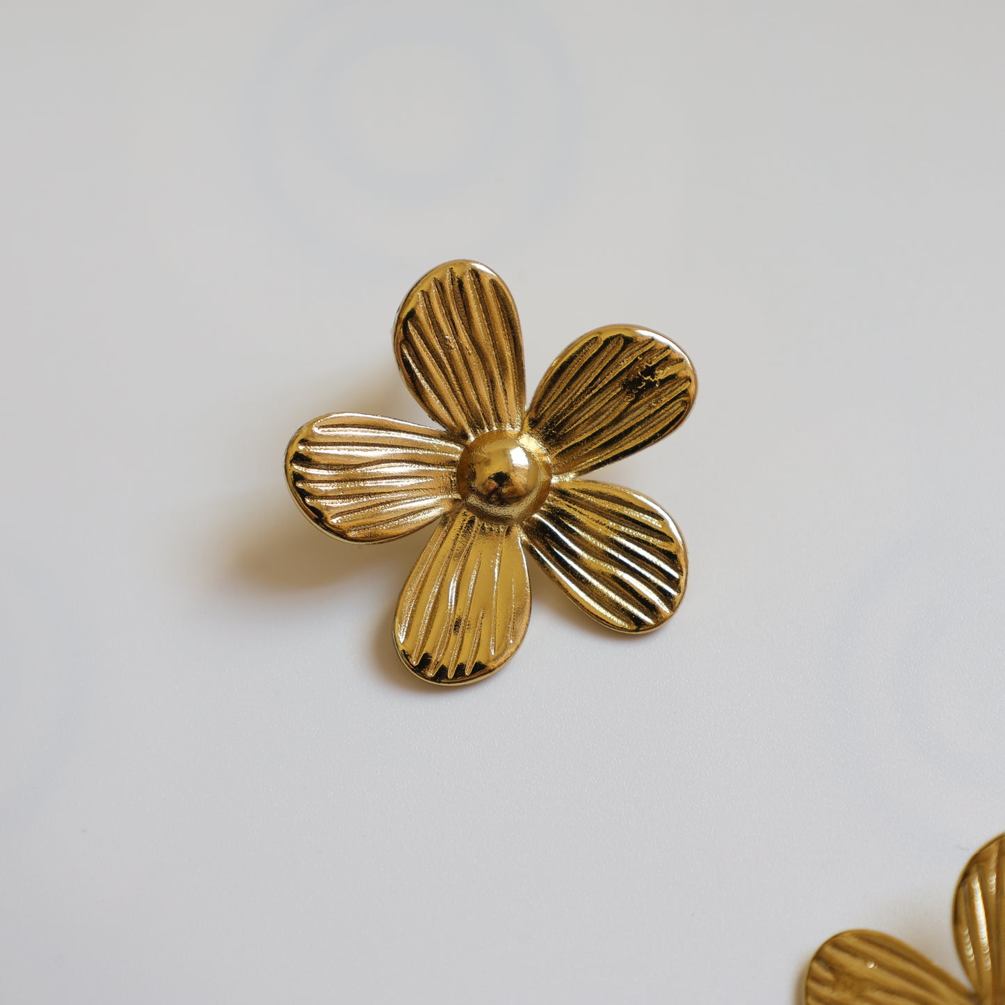 Five Petal Metal Flower Earrings - image 3