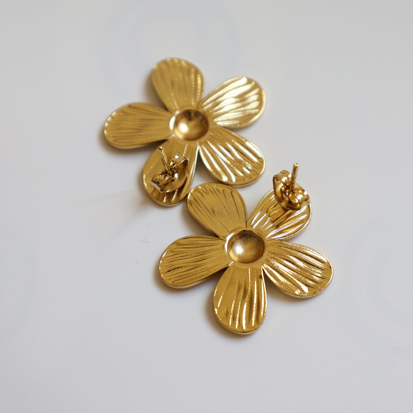 Five Petal Metal Flower Earrings - image 5