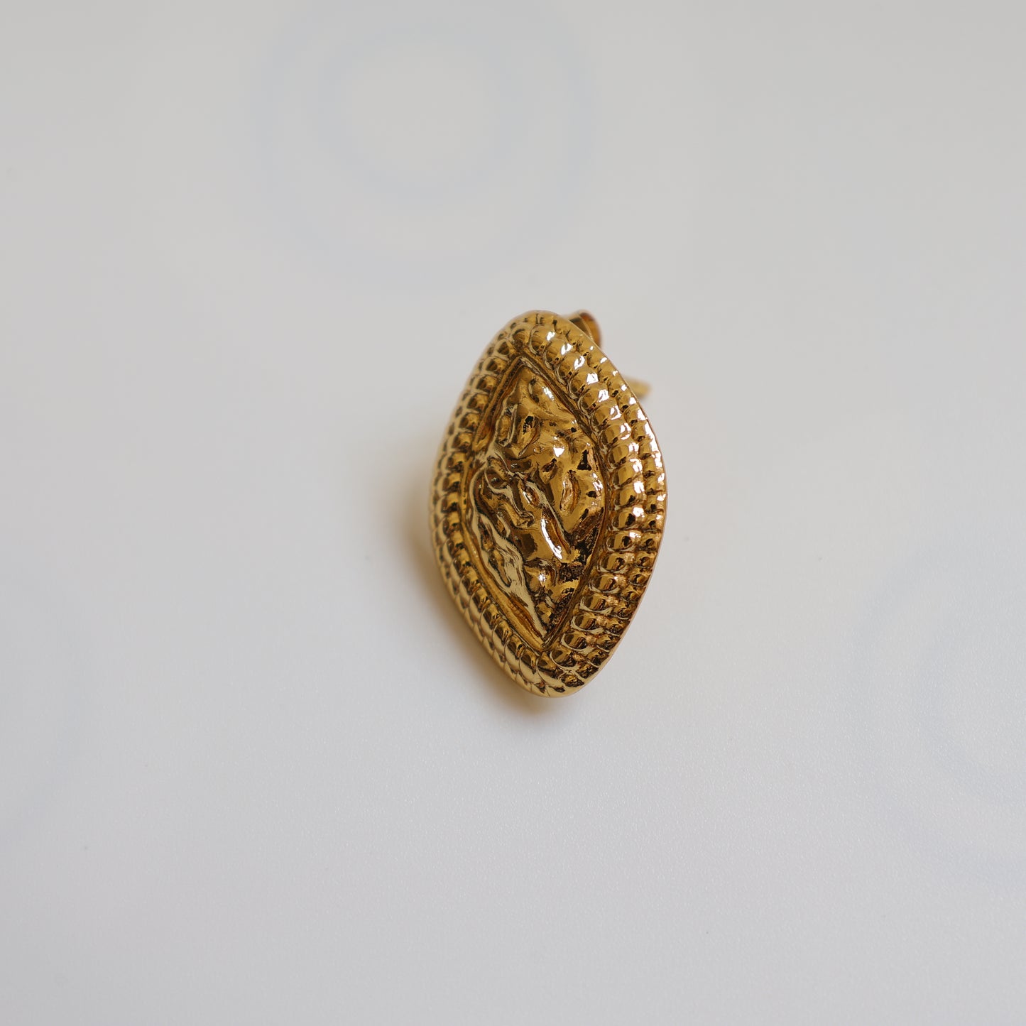 Gold Shield Stud Earrings - image 3