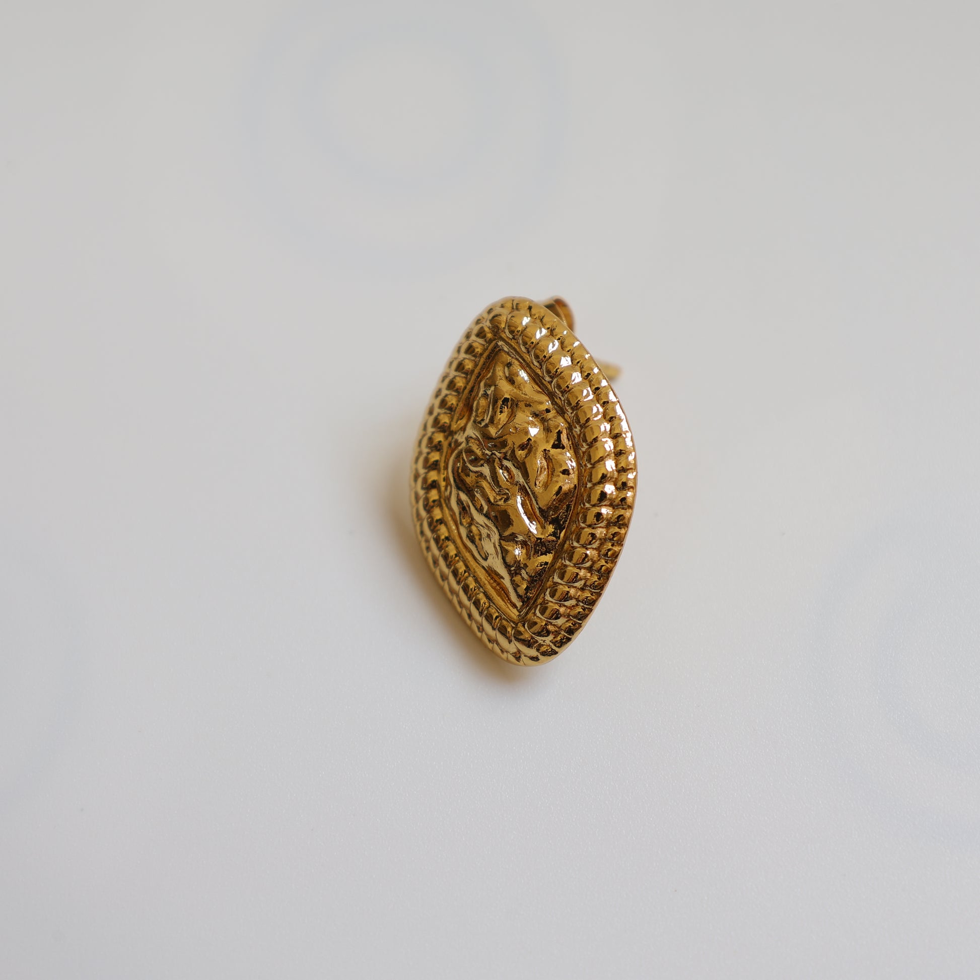 Gold Shield Stud Earrings - image 3
