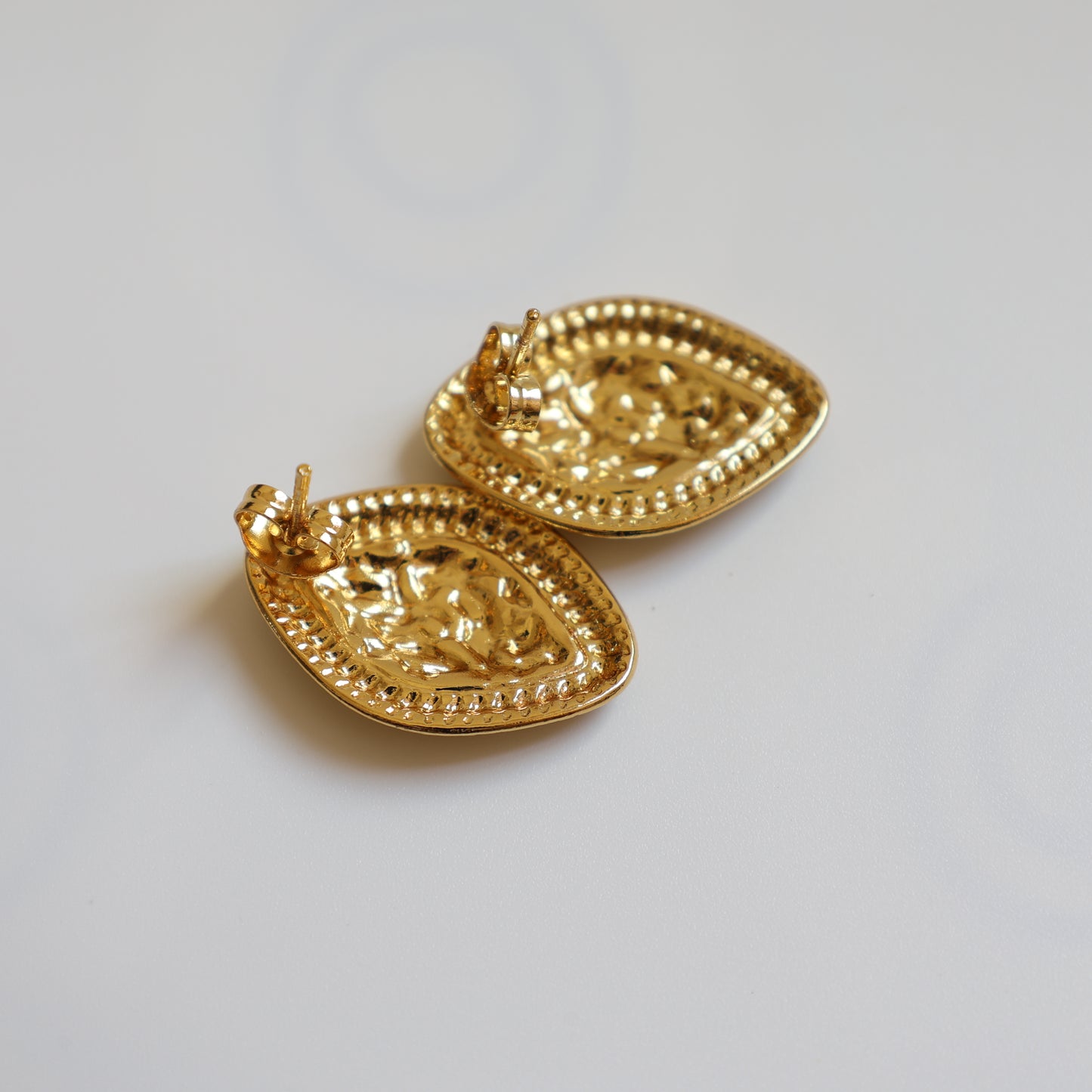 Gold Shield Stud Earrings - image 5