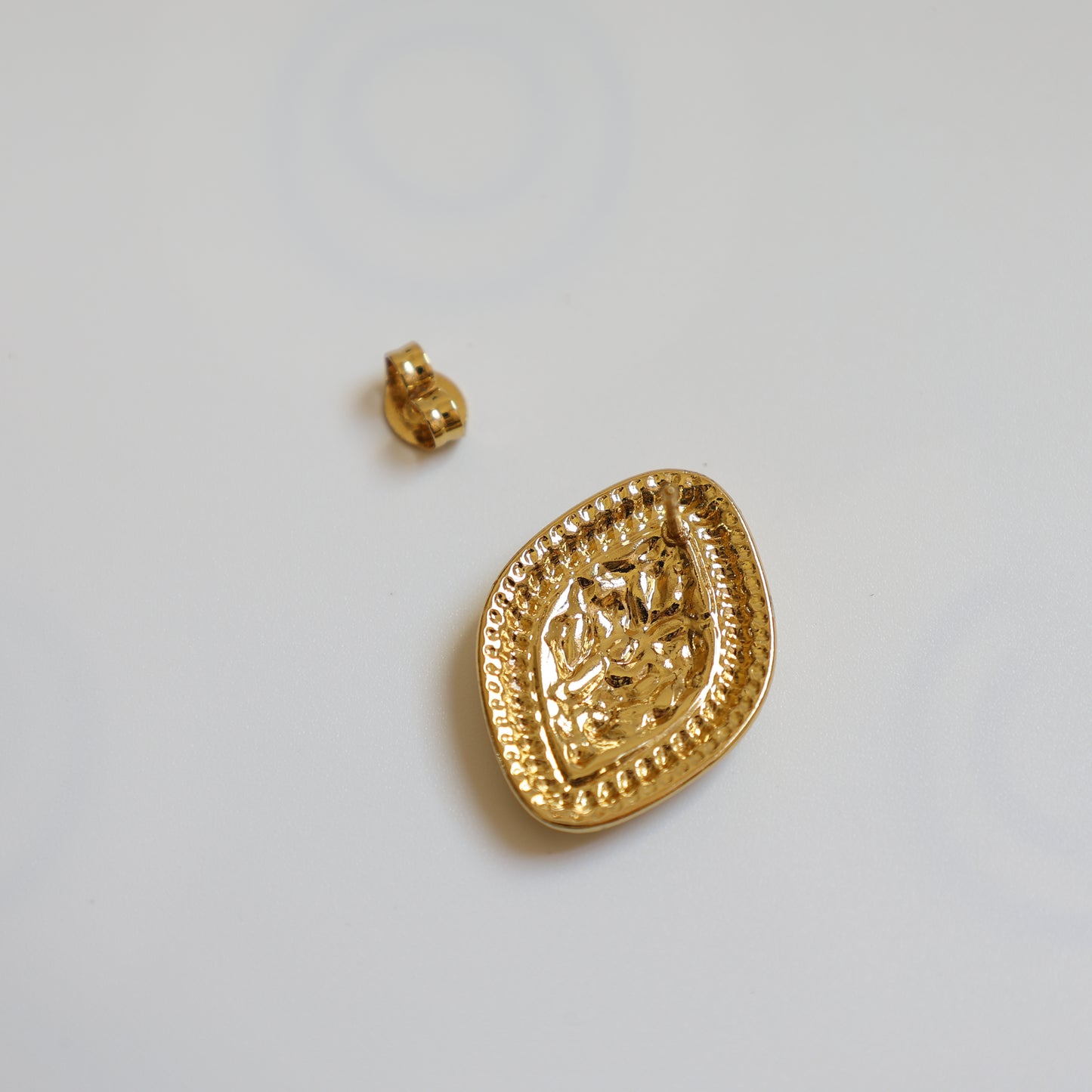 Gold Shield Stud Earrings - image 6